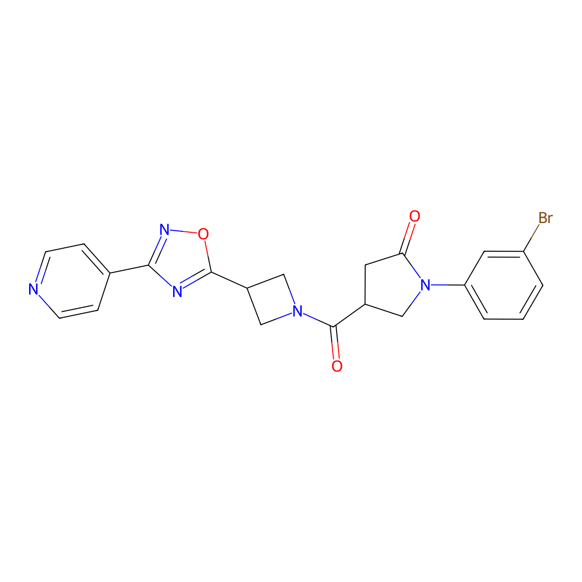 1-(3-Bromophenyl)-4-{3-[3-(pyridin-4-yl)-1,2,4-oxadiazol-5-yl]azetidine-1-carbonyl}pyrrolidin-2-one molecular structure, CAS 1251688-84-2