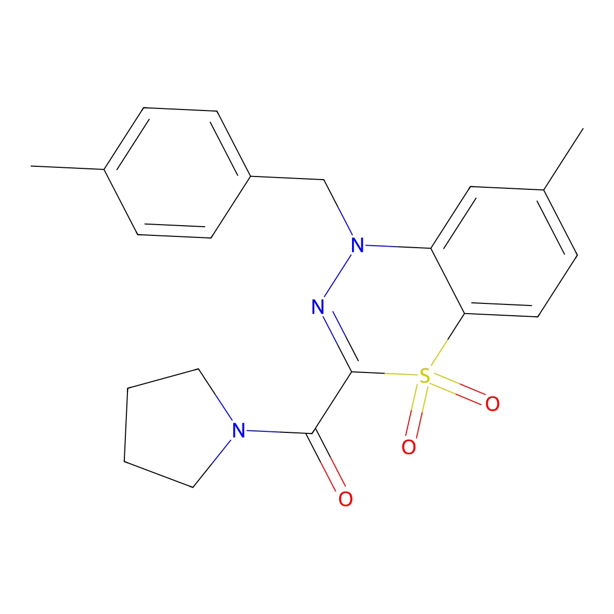 7-methyl-1-[(4-methylphenyl)methyl]-3-(pyrrolidine-1-carbonyl)-1H-4lambda6,1,2-benzothiadiazine-4,4-dione molecular structure, CAS 1251688-85-3