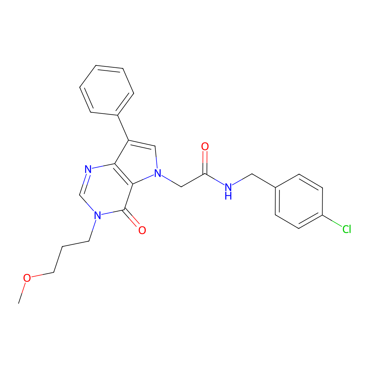 N-(4-chlorobenzyl)-2-[3-(3-methoxypropyl)-4-oxo-7-phenyl-3,4-dihydro-5H-pyrrolo[3,2-d]pyrimidin-5-yl]acetamide molecular structure, CAS 1251688-87-5