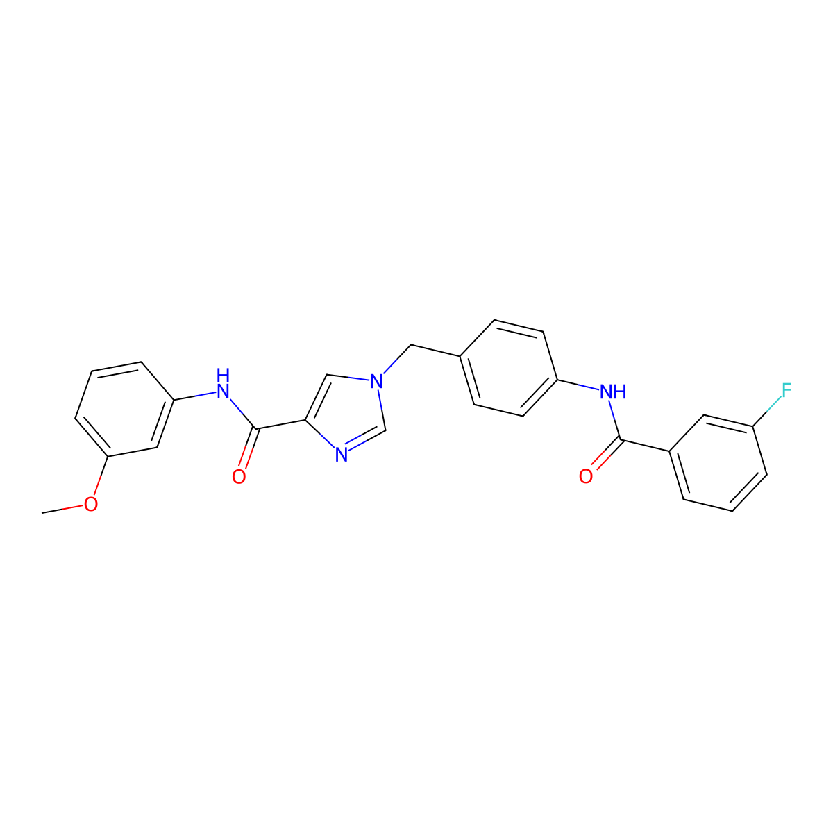 1-(4-(3-fluorobenzamido)benzyl)-N-(3-methoxyphenyl)-1H-imidazole-4-carboxamide molecular structure, CAS 1251688-92-2