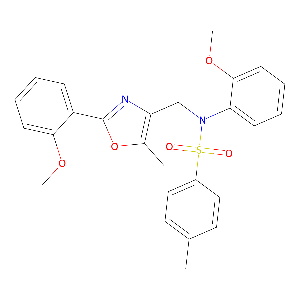 N-(2-methoxyphenyl)-N-{[2-(2-methoxyphenyl)-5-methyl-1,3-oxazol-4-yl]methyl}-4-methylbenzene-1-sulfonamide molecular structure, CAS 1251688-94-4