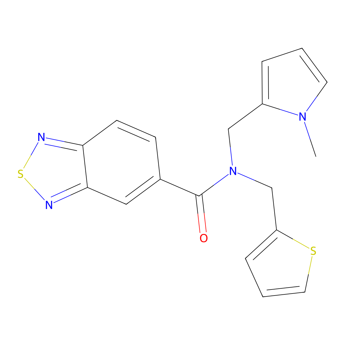 N-((1-methyl-1H-pyrrol-2-yl)methyl)-N-(thiophen-2-ylmethyl)benzo[c][1,2,5]thiadiazole-5-carboxamide molecular structure, CAS 1251688-97-7