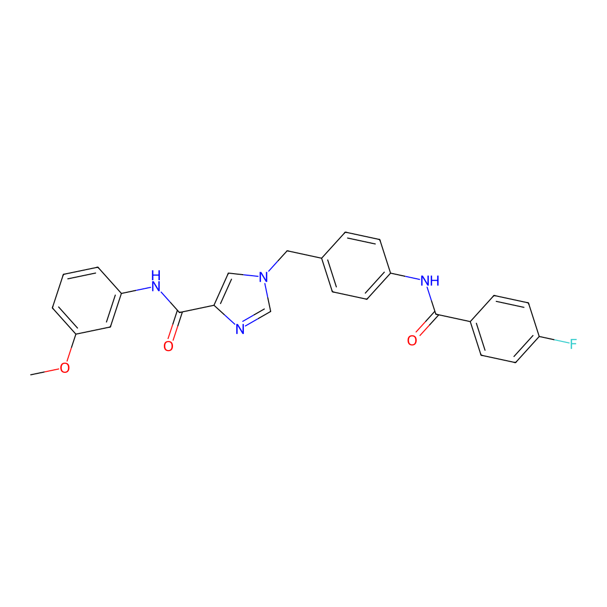 1-(4-(4-fluorobenzamido)benzyl)-N-(3-methoxyphenyl)-1H-imidazole-4-carboxamide molecular structure, CAS 1251689-03-8