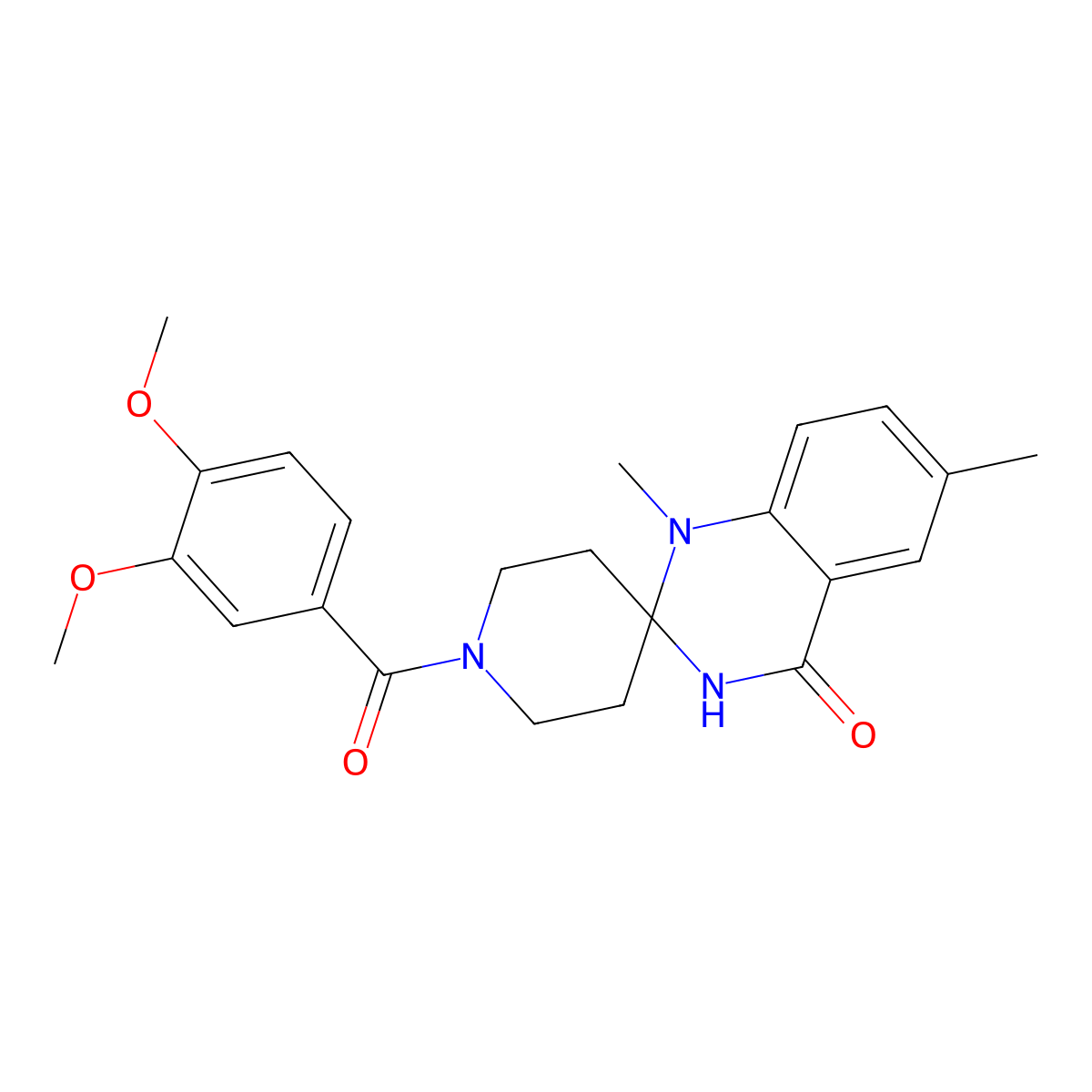 1-(3,4-dimethoxybenzoyl)-1',6'-dimethyl-1'H-spiro[piperidine-4,2'-quinazolin]-4'(3'H)-one molecular structure, CAS 1251689-10-7