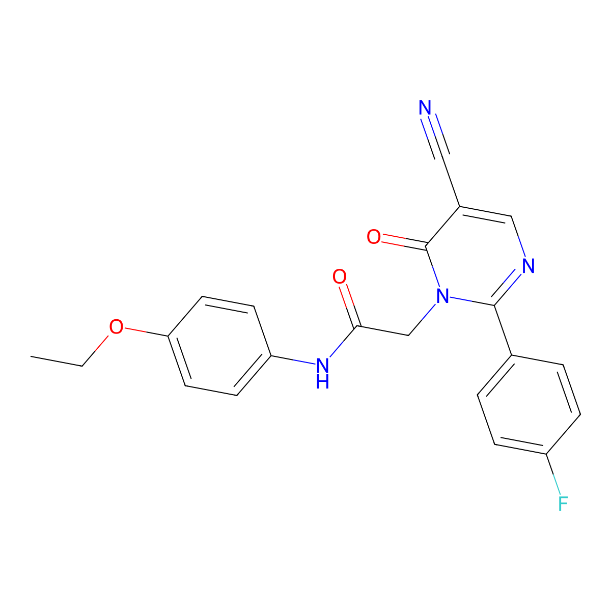 2-(5-cyano-2-(4-fluorophenyl)-6-oxopyrimidin-1(6H)-yl)-N-(4-ethoxyphenyl)acetamide molecular structure, CAS 1251689-26-5