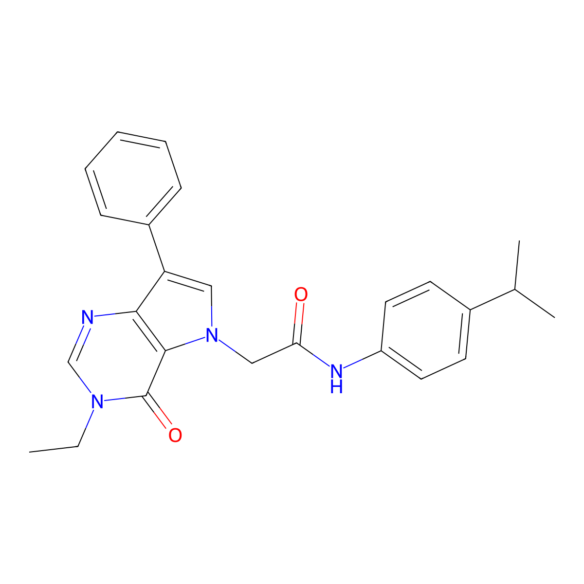 2-(3-ethyl-4-oxo-7-phenyl-3,4-dihydro-5H-pyrrolo[3,2-d]pyrimidin-5-yl)-N-[4-(propan-2-yl)phenyl]acetamide molecular structure, CAS 1251689-34-5
