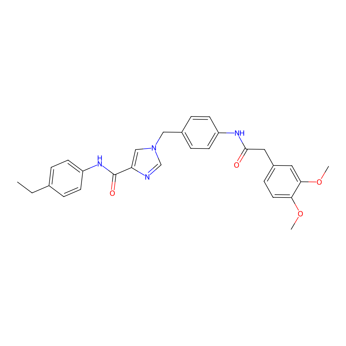 1-(4-(2-(3,4-dimethoxyphenyl)acetamido)benzyl)-N-(4-ethylphenyl)-1H-imidazole-4-carboxamide molecular structure, CAS 1251689-39-0