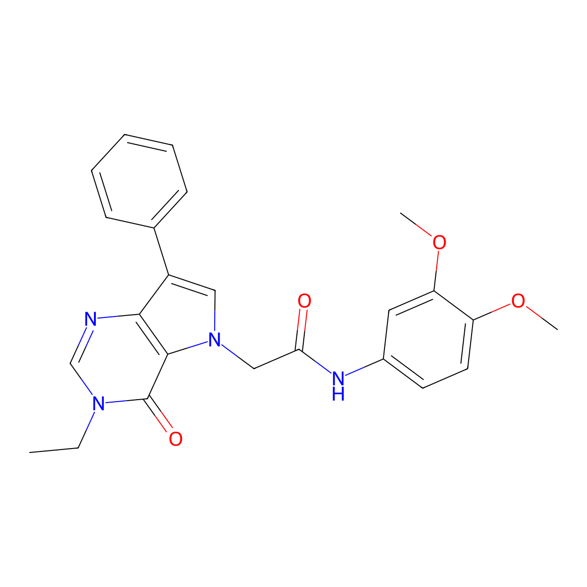 N-(3,4-dimethoxyphenyl)-2-(3-ethyl-4-oxo-7-phenyl-3,4-dihydro-5H-pyrrolo[3,2-d]pyrimidin-5-yl)acetamide molecular structure, CAS 1251689-42-5