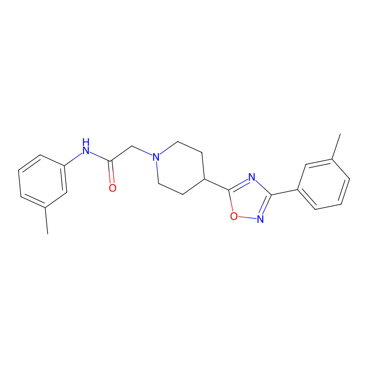 N-(m-tolyl)-2-(4-(3-(m-tolyl)-1,2,4-oxadiazol-5-yl)piperidin-1-yl)acetamide molecular structure, CAS 1251689-47-0