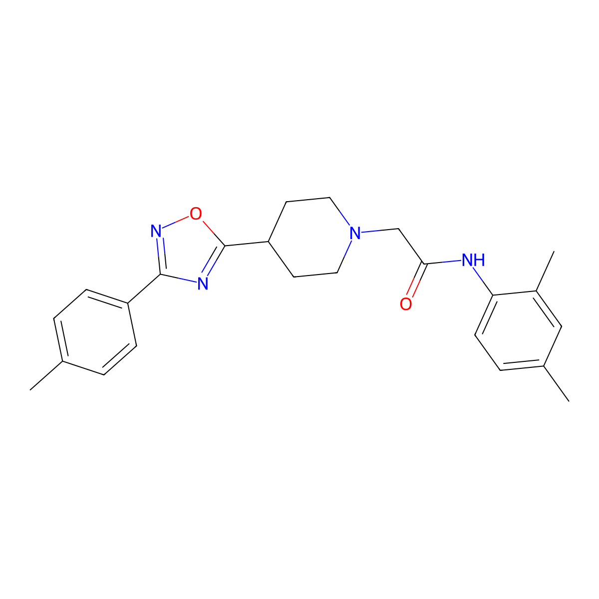N-(2,4-dimethylphenyl)-2-{4-[3-(4-methylphenyl)-1,2,4-oxadiazol-5-yl]piperidin-1-yl}acetamide molecular structure, CAS 1251689-52-7