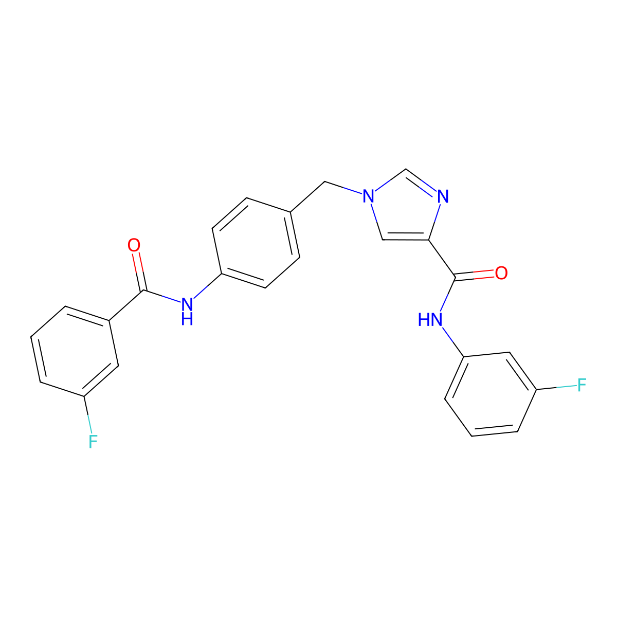1-(4-(3-fluorobenzamido)benzyl)-N-(3-fluorophenyl)-1H-imidazole-4-carboxamide molecular structure, CAS 1251689-54-9