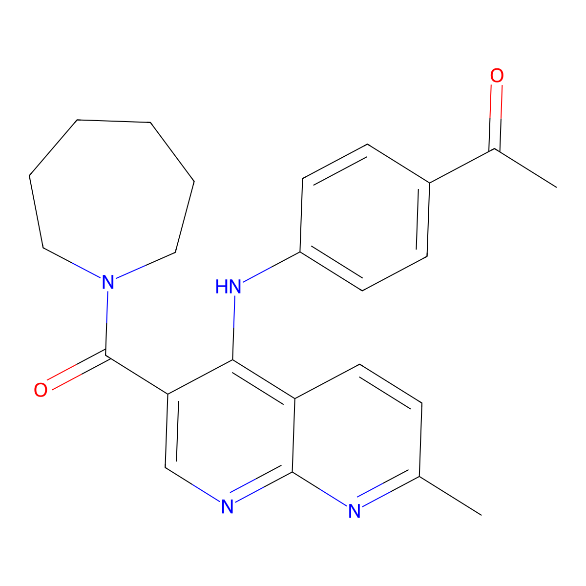 1-(4-{[3-(Azepane-1-carbonyl)-7-methyl-1,8-naphthyridin-4-yl]amino}phenyl)ethan-1-one molecular structure, CAS 1251689-64-1