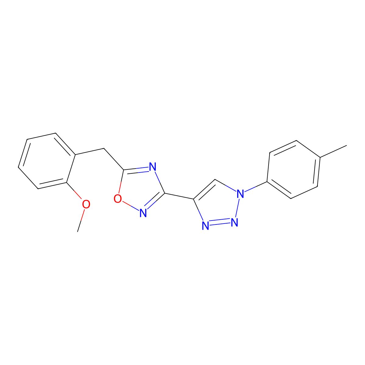 5-(2-methoxybenzyl)-3-(1-(p-tolyl)-1H-1,2,3-triazol-4-yl)-1,2,4-oxadiazole molecular structure, CAS 1251689-67-4
