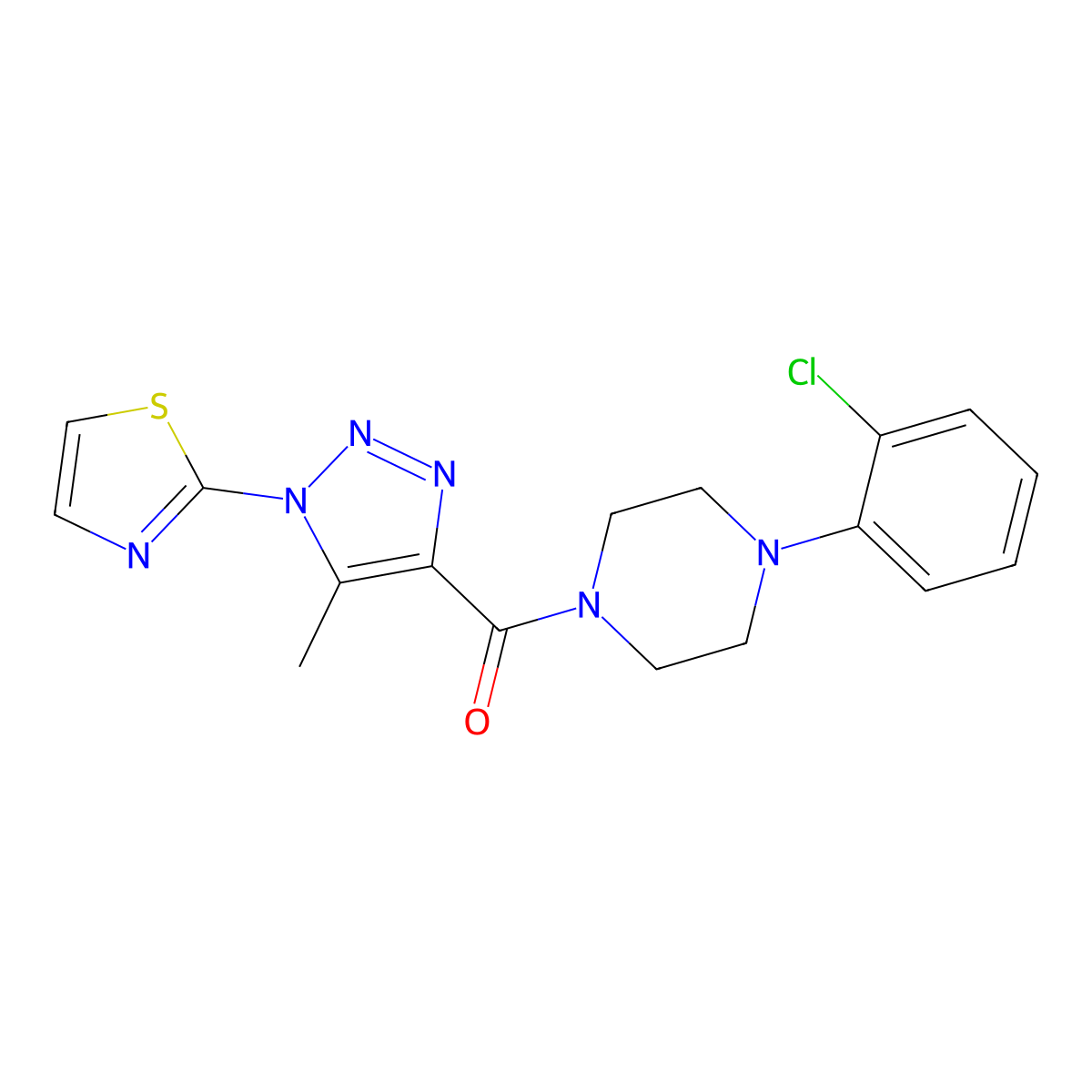 (4-(2-chlorophenyl)piperazin-1-yl)(5-methyl-1-(thiazol-2-yl)-1H-1,2,3-triazol-4-yl)methanone molecular structure, CAS 1251689-69-6