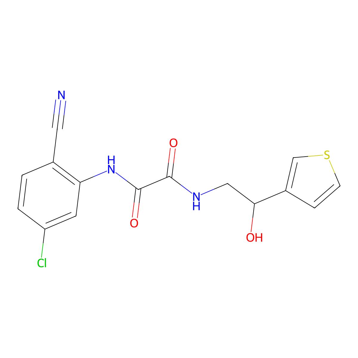 N1-(5-chloro-2-cyanophenyl)-N2-(2-hydroxy-2-(thiophen-3-yl)ethyl)oxalamide molecular structure, CAS 1251689-70-9