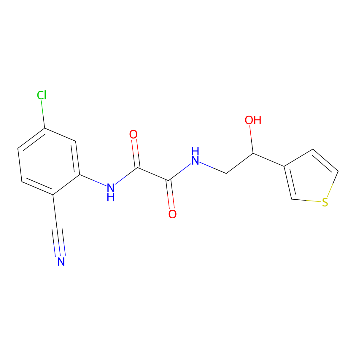 N1-(5-chloro-2-cyanophenyl)-N2-(2-hydroxy-2-(thiophen-3-yl)ethyl)oxalamide molecular structure, CAS 1251689-70-9
