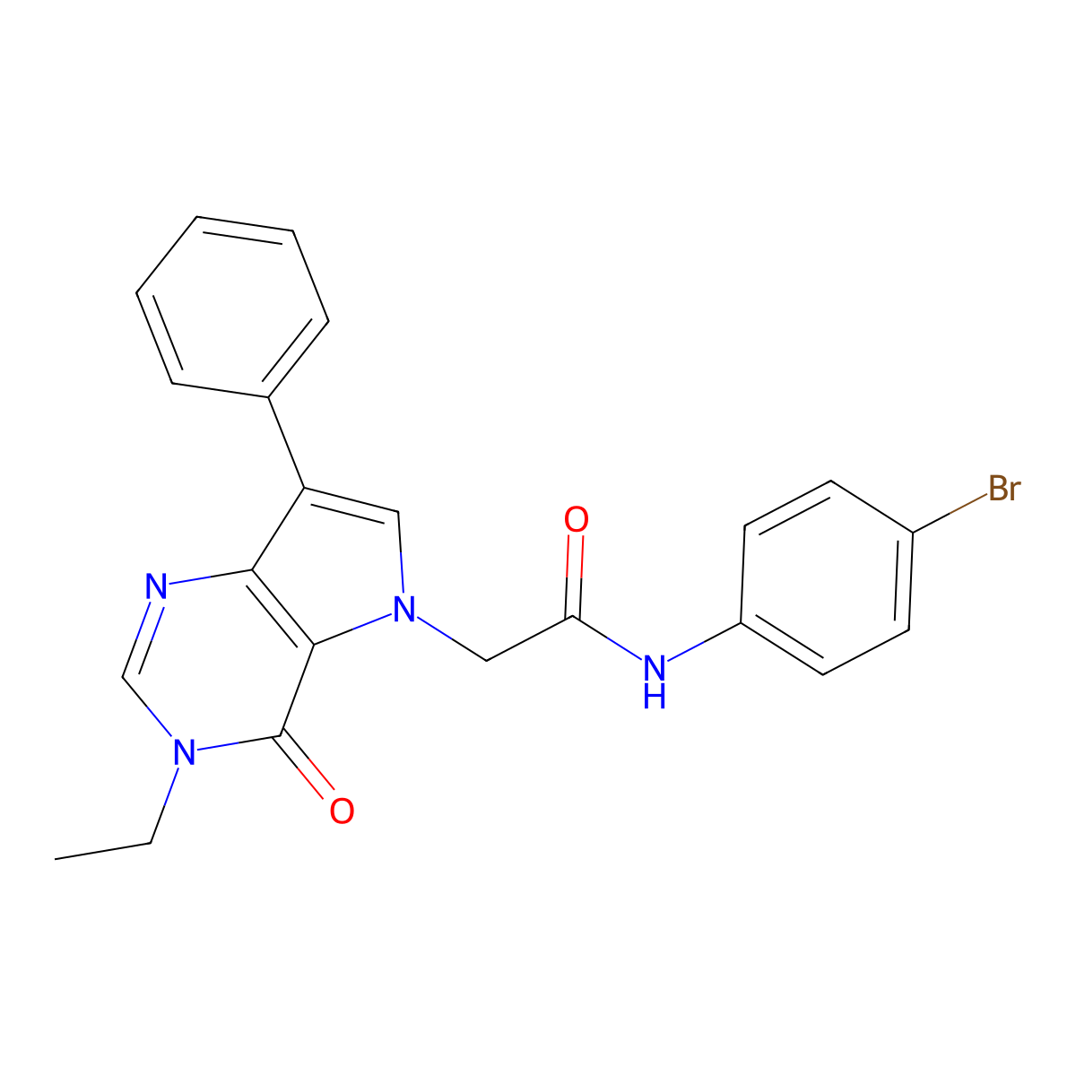 N-(4-bromophenyl)-2-(3-ethyl-4-oxo-7-phenyl-3,4-dihydro-5H-pyrrolo[3,2-d]pyrimidin-5-yl)acetamide molecular structure, CAS 1251689-71-0
