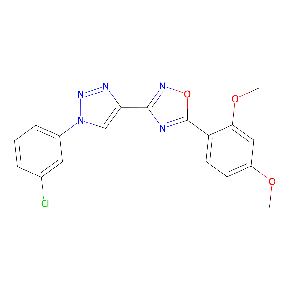 3-[1-(3-chlorophenyl)-1H-1,2,3-triazol-4-yl]-5-(2,4-dimethoxyphenyl)-1,2,4-oxadiazole molecular structure, CAS 1251689-75-4
