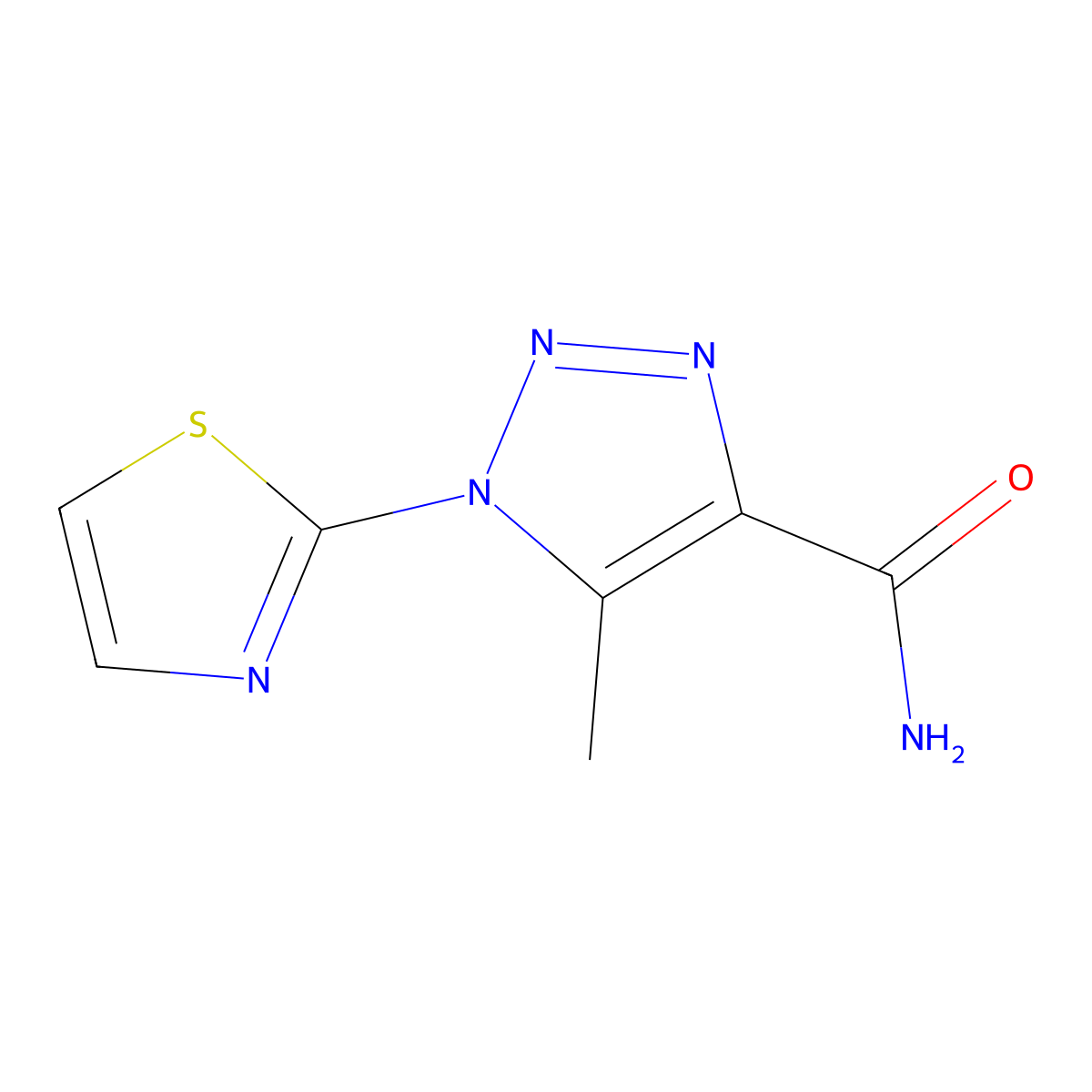 5-methyl-1-(thiazol-2-yl)-1H-1,2,3-triazole-4-carboxamide molecular structure, CAS 1251689-78-7