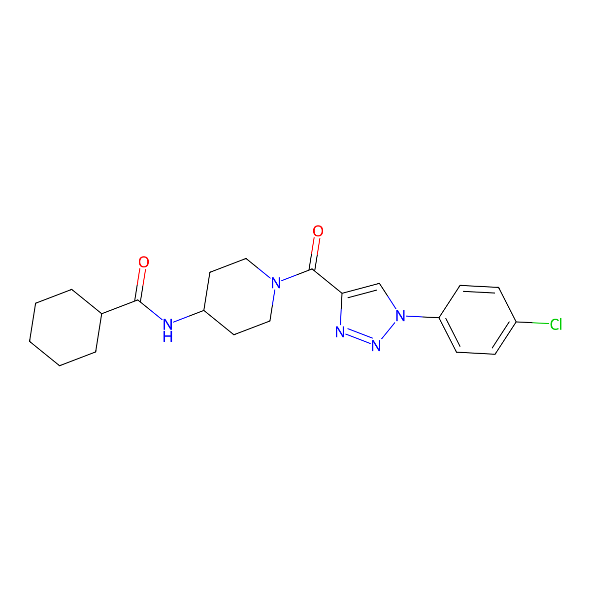 N-{1-[1-(4-chlorophenyl)-1H-1,2,3-triazole-4-carbonyl]piperidin-4-yl}cyclohexanecarboxamide molecular structure, CAS 1251689-81-2