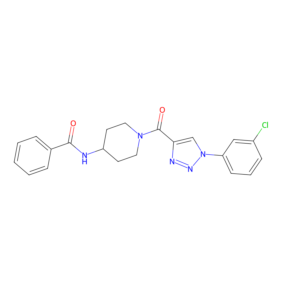 N-{1-[1-(3-chlorophenyl)-1H-1,2,3-triazole-4-carbonyl]piperidin-4-yl}benzamide molecular structure, CAS 1251689-86-7