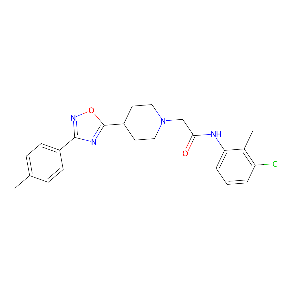 N-(3-chloro-2-methylphenyl)-2-{4-[3-(4-methylphenyl)-1,2,4-oxadiazol-5-yl]piperidin-1-yl}acetamide molecular structure, CAS 1251689-87-8