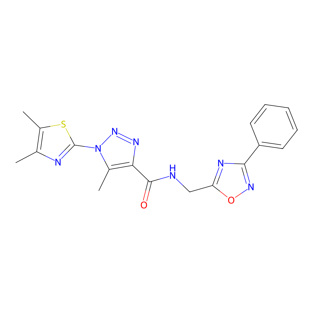 1-(4,5-dimethyl-1,3-thiazol-2-yl)-5-methyl-N-[(3-phenyl-1,2,4-oxadiazol-5-yl)methyl]-1H-1,2,3-triazole-4-carboxamide molecular structure, CAS 1251689-88-9
