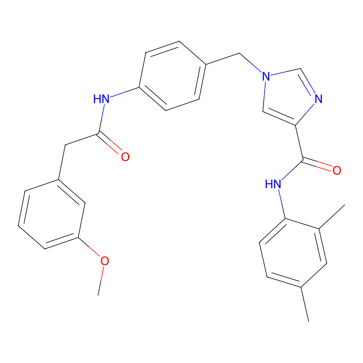 N-(2,4-dimethylphenyl)-1-(4-(2-(3-methoxyphenyl)acetamido)benzyl)-1H-imidazole-4-carboxamide molecular structure, CAS 1251689-89-0