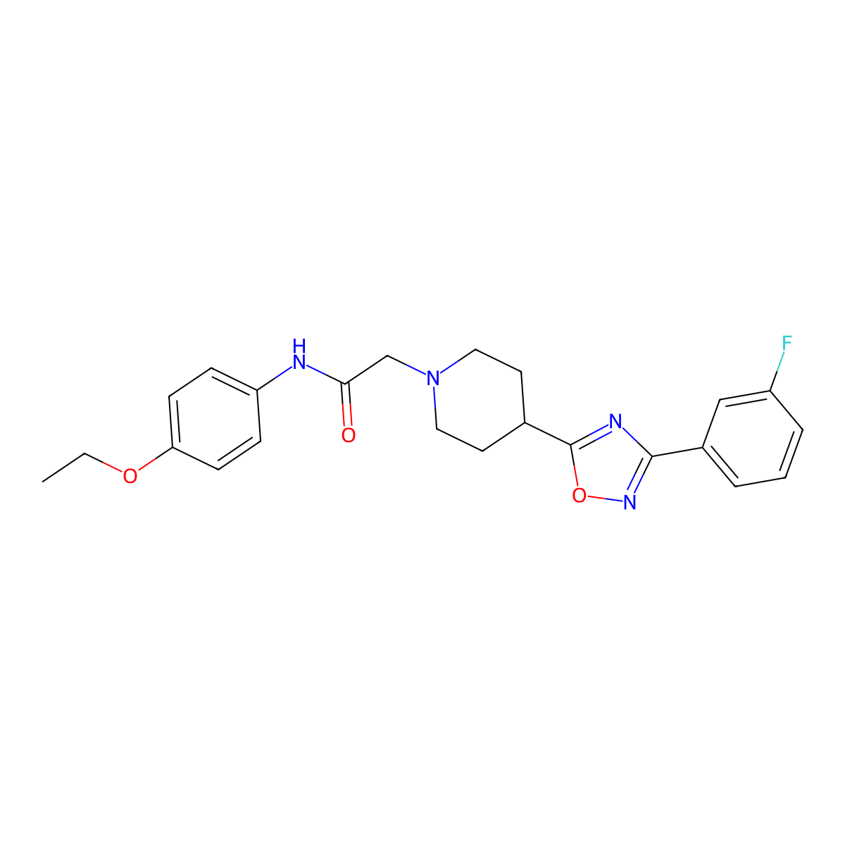 N-(4-ethoxyphenyl)-2-(4-(3-(3-fluorophenyl)-1,2,4-oxadiazol-5-yl)piperidin-1-yl)acetamide molecular structure, CAS 1251689-93-6