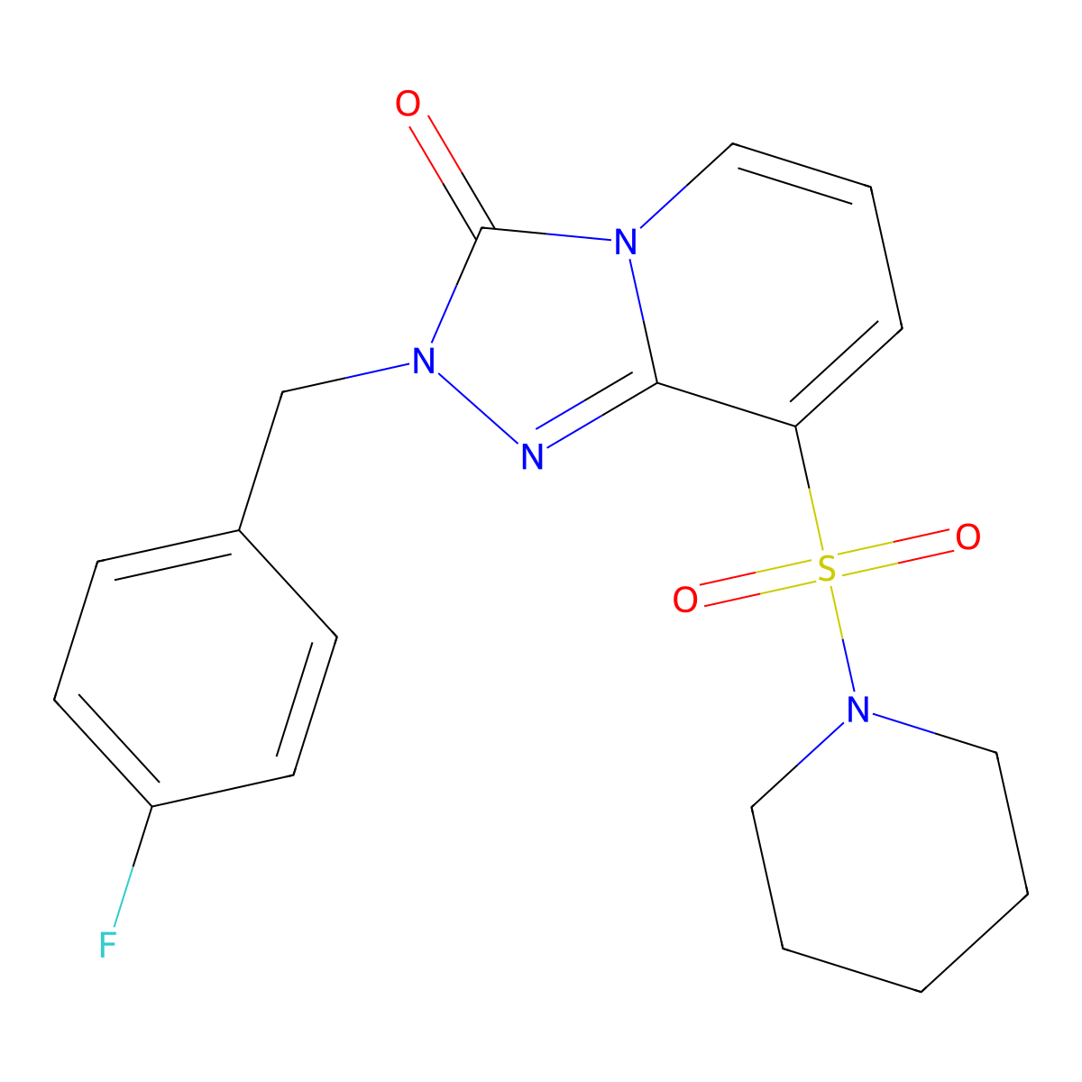 2-(4-fluorobenzyl)-8-(piperidin-1-ylsulfonyl)-[1,2,4]triazolo[4,3-a]pyridin-3(2H)-one molecular structure, CAS 1251689-98-1