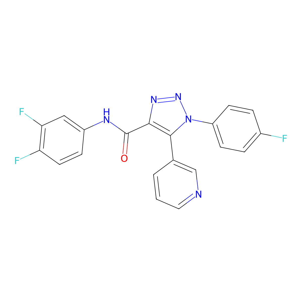 N-(3,4-difluorophenyl)-1-(4-fluorophenyl)-5-(pyridin-3-yl)-1H-1,2,3-triazole-4-carboxamide molecular structure, CAS 1251690-01-3