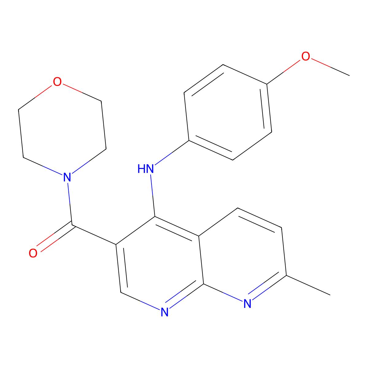 (4-((4-Methoxyphenyl)amino)-7-methyl-1,8-naphthyridin-3-yl)(morpholino)methanone molecular structure, CAS 1251690-05-7