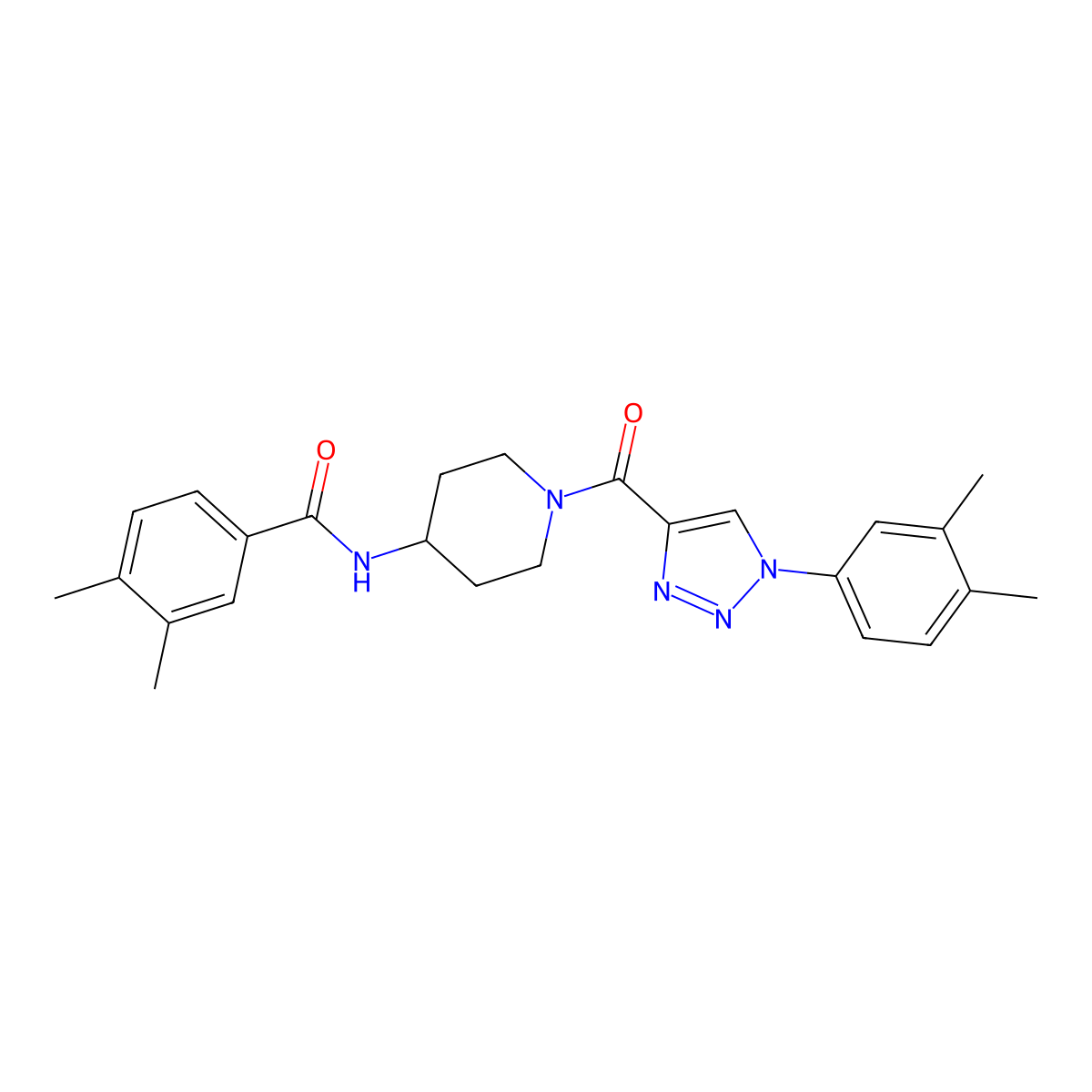 N-(1-(1-(3,4-dimethylphenyl)-1H-1,2,3-triazole-4-carbonyl)piperidin-4-yl)-3,4-dimethylbenzamide molecular structure, CAS 1251690-07-9