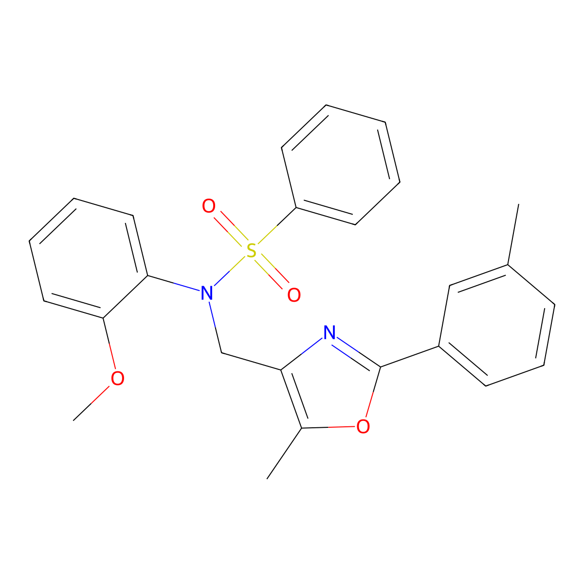 N-(2-methoxyphenyl)-N-{[5-methyl-2-(3-methylphenyl)-1,3-oxazol-4-yl]methyl}benzenesulfonamide molecular structure, CAS 1251690-08-0