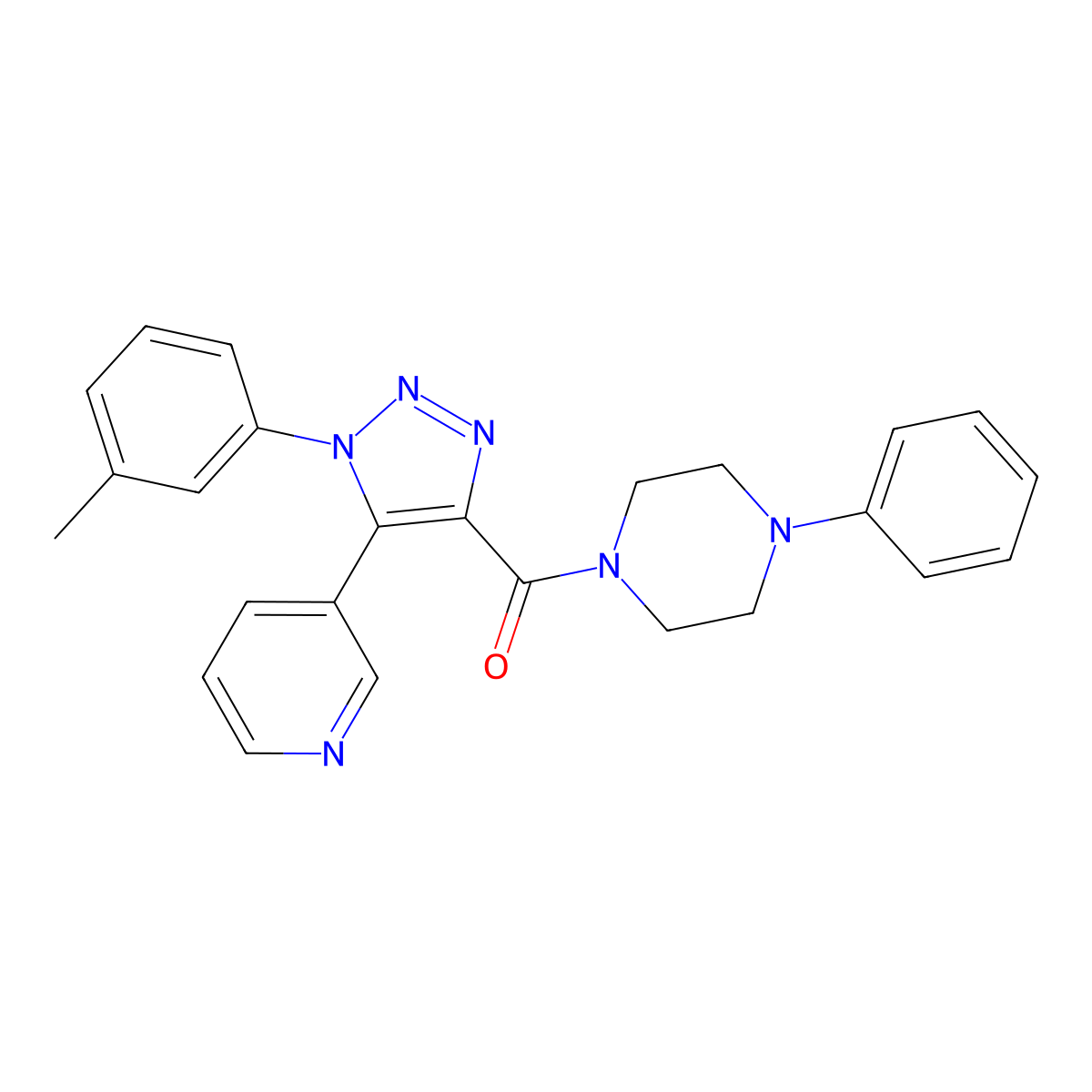 (4-phenylpiperazin-1-yl)(5-(pyridin-3-yl)-1-(m-tolyl)-1H-1,2,3-triazol-4-yl)methanone molecular structure, CAS 1251690-10-4