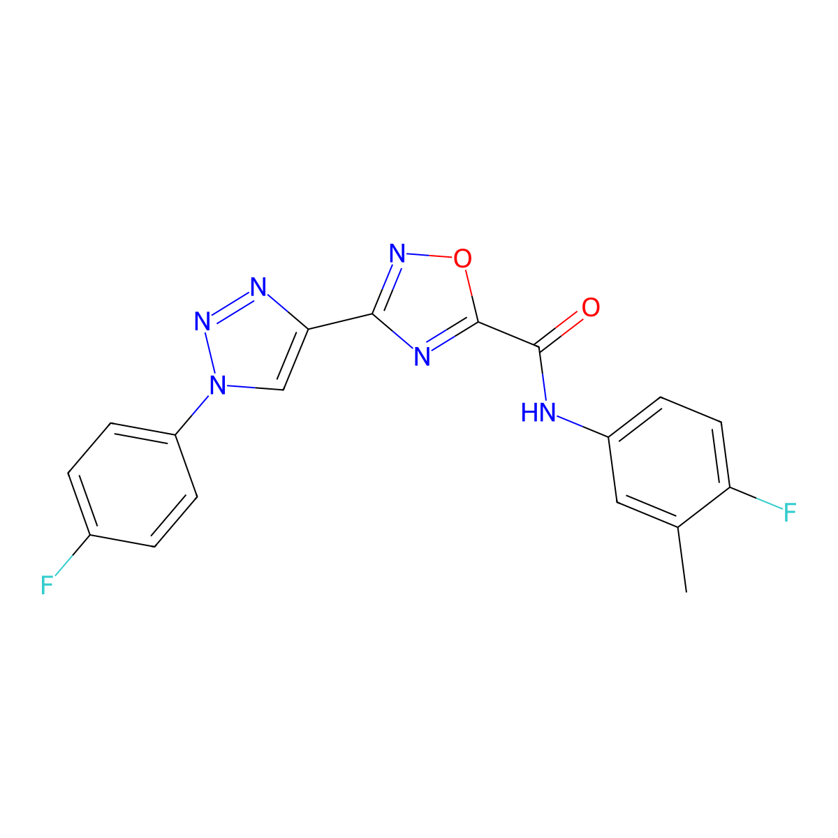 N-(4-fluoro-3-methylphenyl)-3-[1-(4-fluorophenyl)-1H-1,2,3-triazol-4-yl]-1,2,4-oxadiazole-5-carboxamide molecular structure, CAS 1251690-11-5