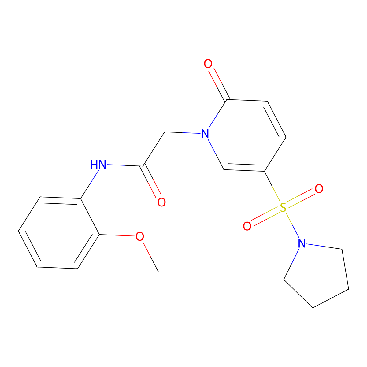N-(2-methoxyphenyl)-2-(2-oxo-5-pyrrolidin-1-ylsulfonylpyridin-1-yl)acetamide molecular structure, CAS 1251690-18-2