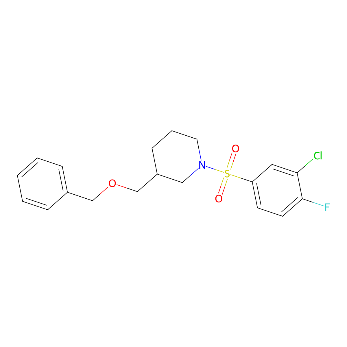 3-((Benzyloxy)methyl)-1-((3-chloro-4-fluorophenyl)sulfonyl)piperidine molecular structure, CAS 1251690-22-8