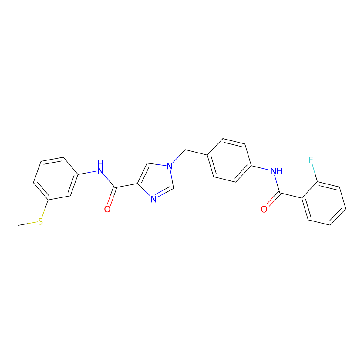 1-(4-(2-fluorobenzamido)benzyl)-N-(3-(methylthio)phenyl)-1H-imidazole-4-carboxamide molecular structure, CAS 1251690-24-0