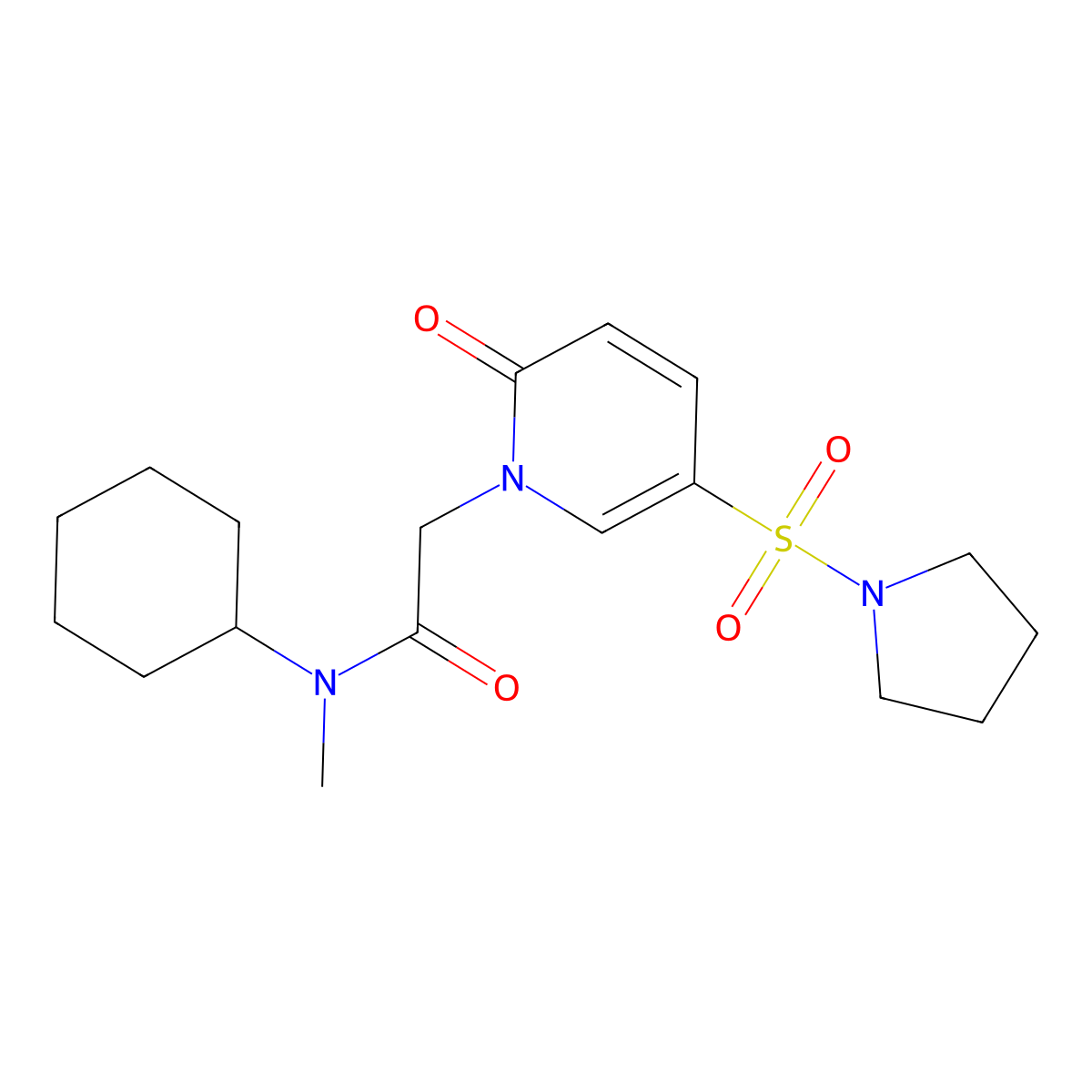 N-cyclohexyl-N-methyl-2-(2-oxo-5-(pyrrolidin-1-ylsulfonyl)pyridin-1(2H)-yl)acetamide molecular structure, CAS 1251690-26-2