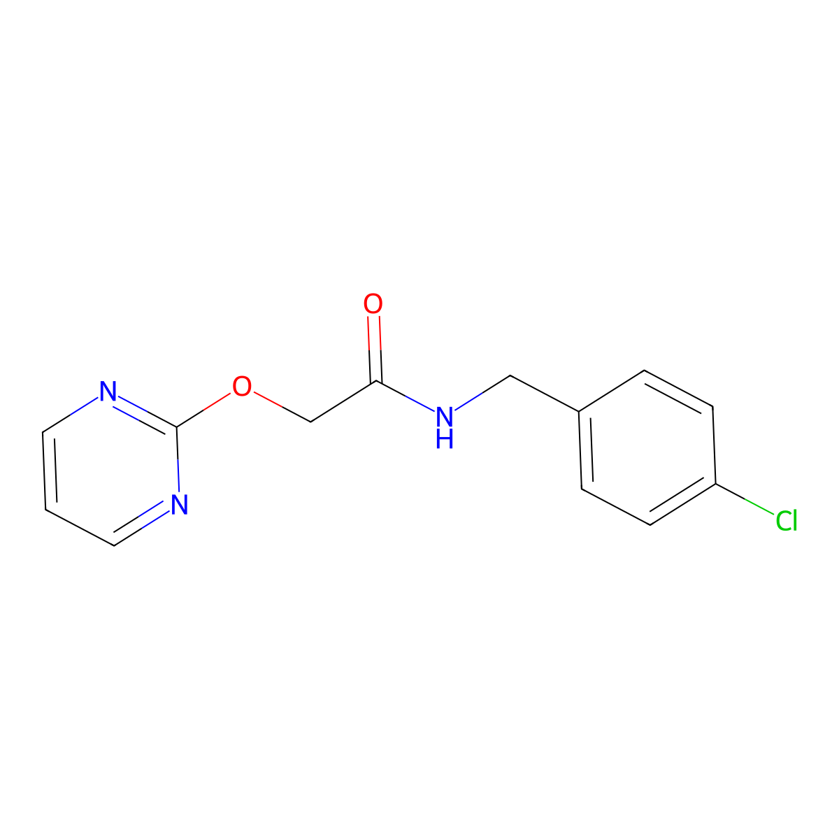 N-(4-chlorobenzyl)-2-(pyrimidin-2-yloxy)acetamide molecular structure, CAS 1251690-27-3