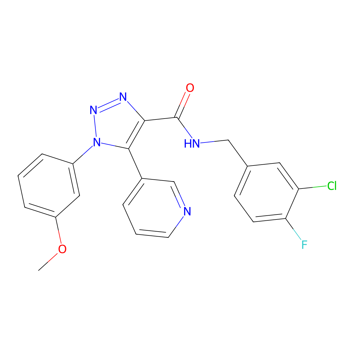 N-(3-chloro-4-fluorobenzyl)-1-(3-methoxyphenyl)-5-(pyridin-3-yl)-1H-1,2,3-triazole-4-carboxamide molecular structure, CAS 1251690-28-4