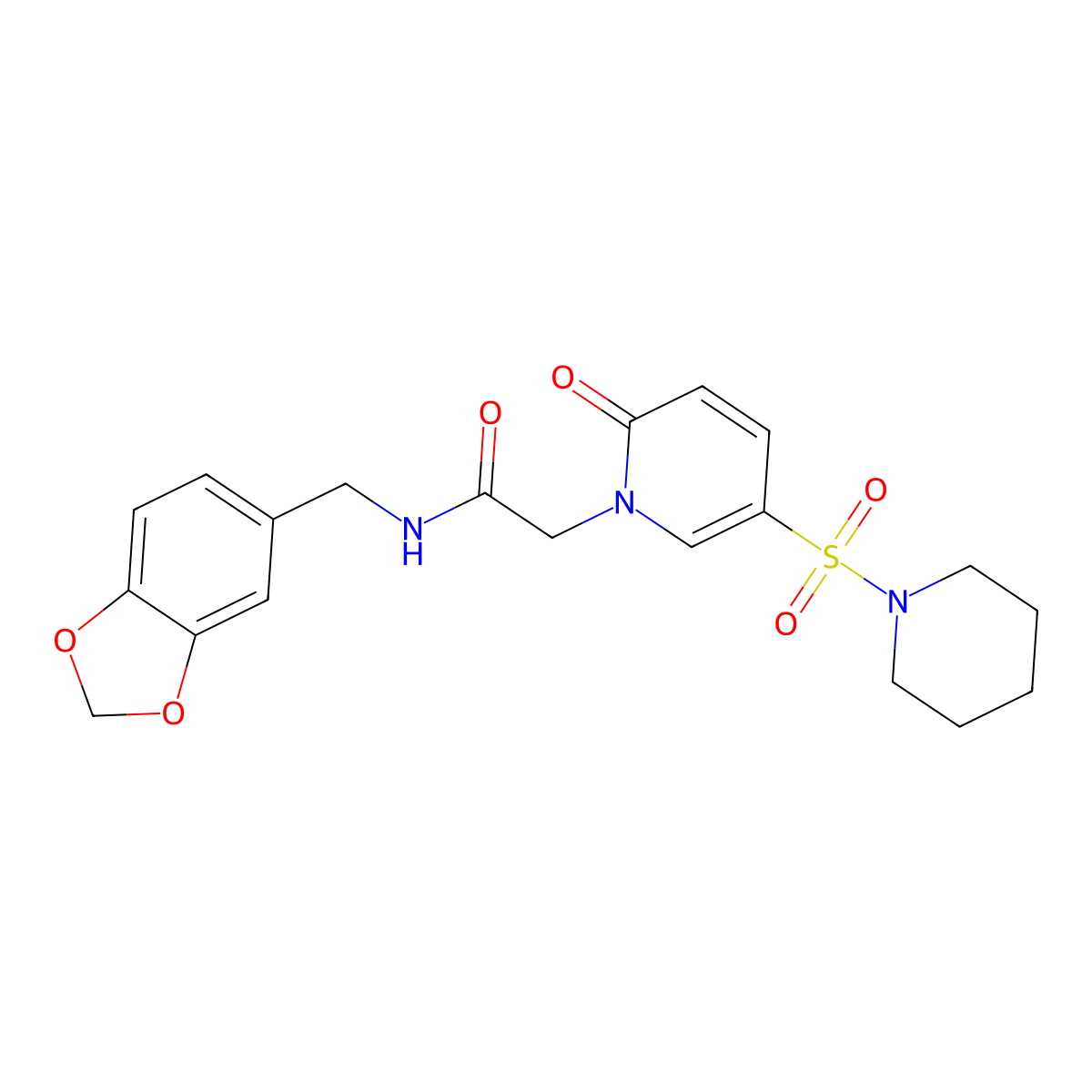 N-[(2H-1,3-benzodioxol-5-yl)methyl]-2-[2-oxo-5-(piperidine-1-sulfonyl)-1,2-dihydropyridin-1-yl]acetamide molecular structure, CAS 1251690-35-3