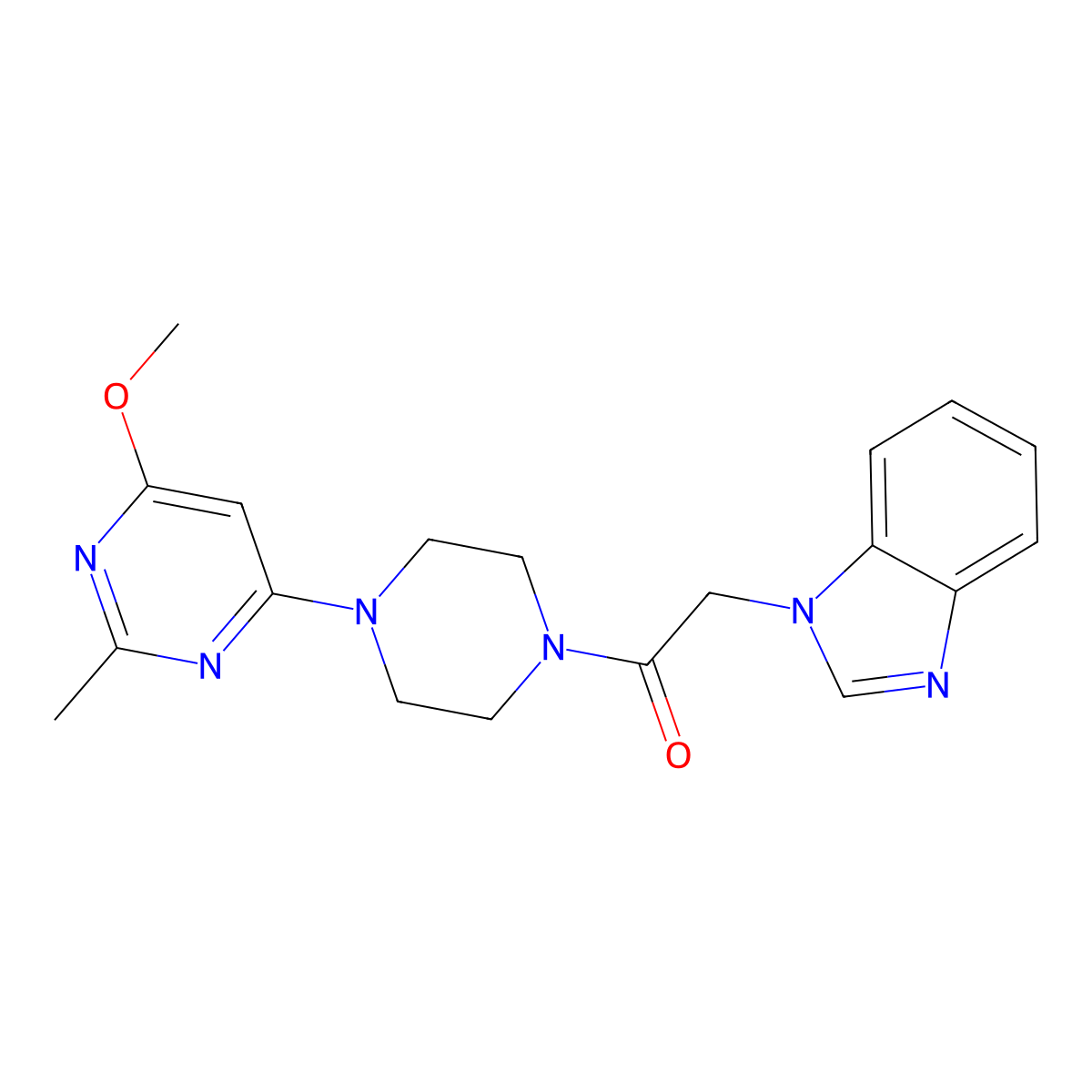 2-(1H-benzo[d]imidazol-1-yl)-1-(4-(6-methoxy-2-methylpyrimidin-4-yl)piperazin-1-yl)ethanone molecular structure, CAS 1251690-39-7