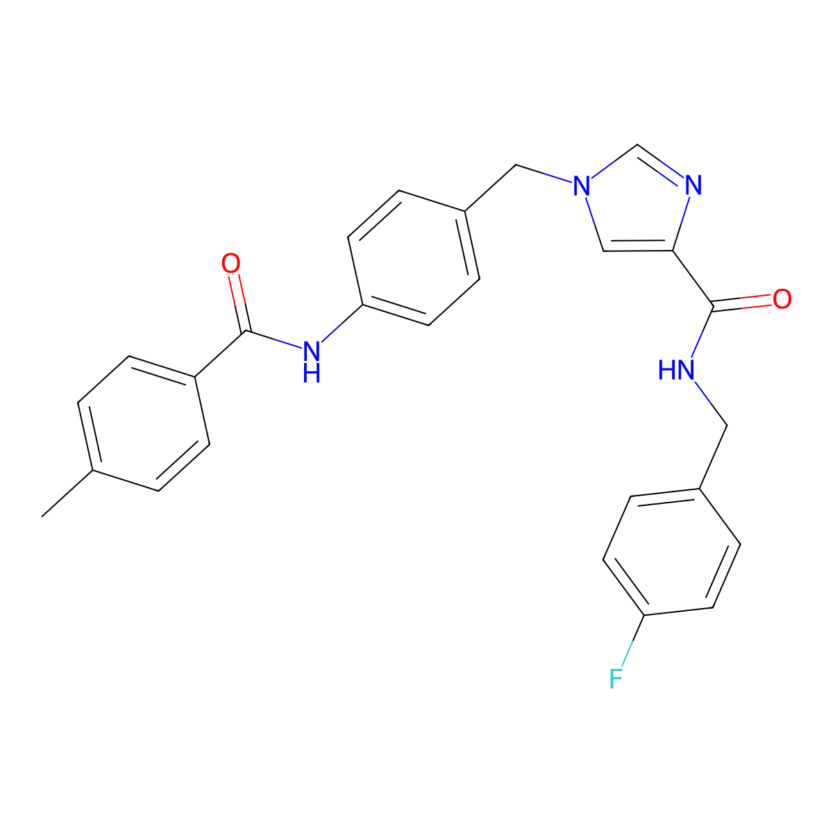N-(4-fluorobenzyl)-1-(4-(4-methylbenzamido)benzyl)-1H-imidazole-4-carboxamide molecular structure, CAS 1251690-40-0