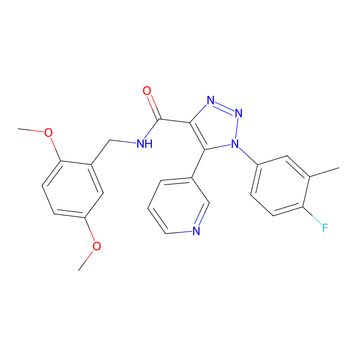 N-[(2,5-dimethoxyphenyl)methyl]-1-(4-fluoro-3-methylphenyl)-5-(pyridin-3-yl)-1H-1,2,3-triazole-4-carboxamide molecular structure, CAS 1251690-44-4