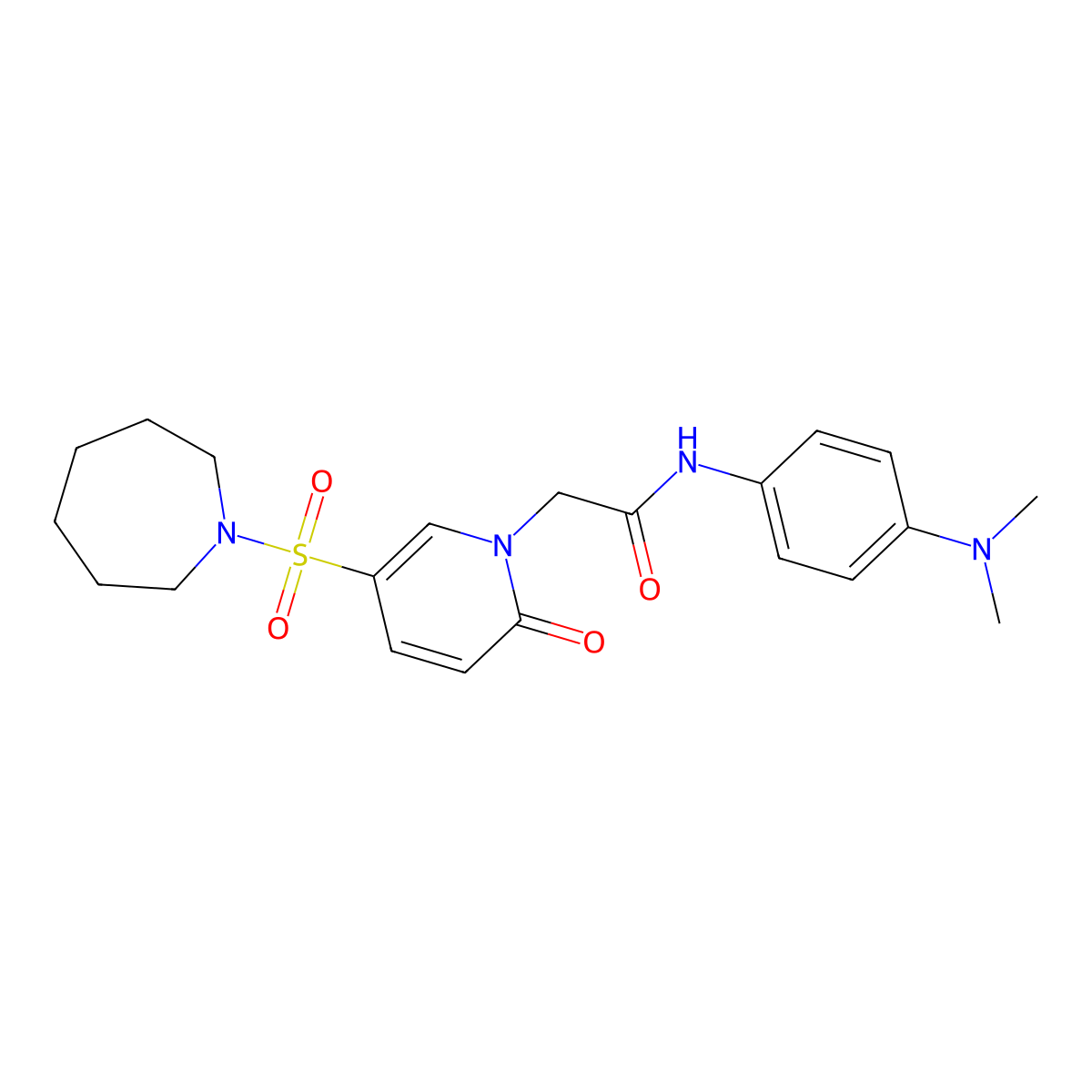 2-(5-(azepan-1-ylsulfonyl)-2-oxopyridin-1(2H)-yl)-N-(4-(dimethylamino)phenyl)acetamide molecular structure, CAS 1251690-45-5