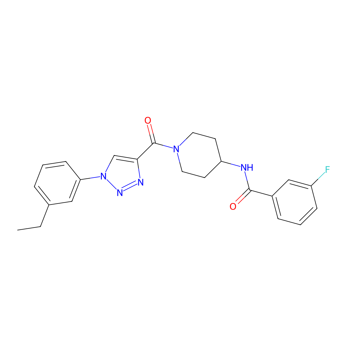 N-(1-(1-(3-ethylphenyl)-1H-1,2,3-triazole-4-carbonyl)piperidin-4-yl)-3-fluorobenzamide molecular structure, CAS 1251690-48-8