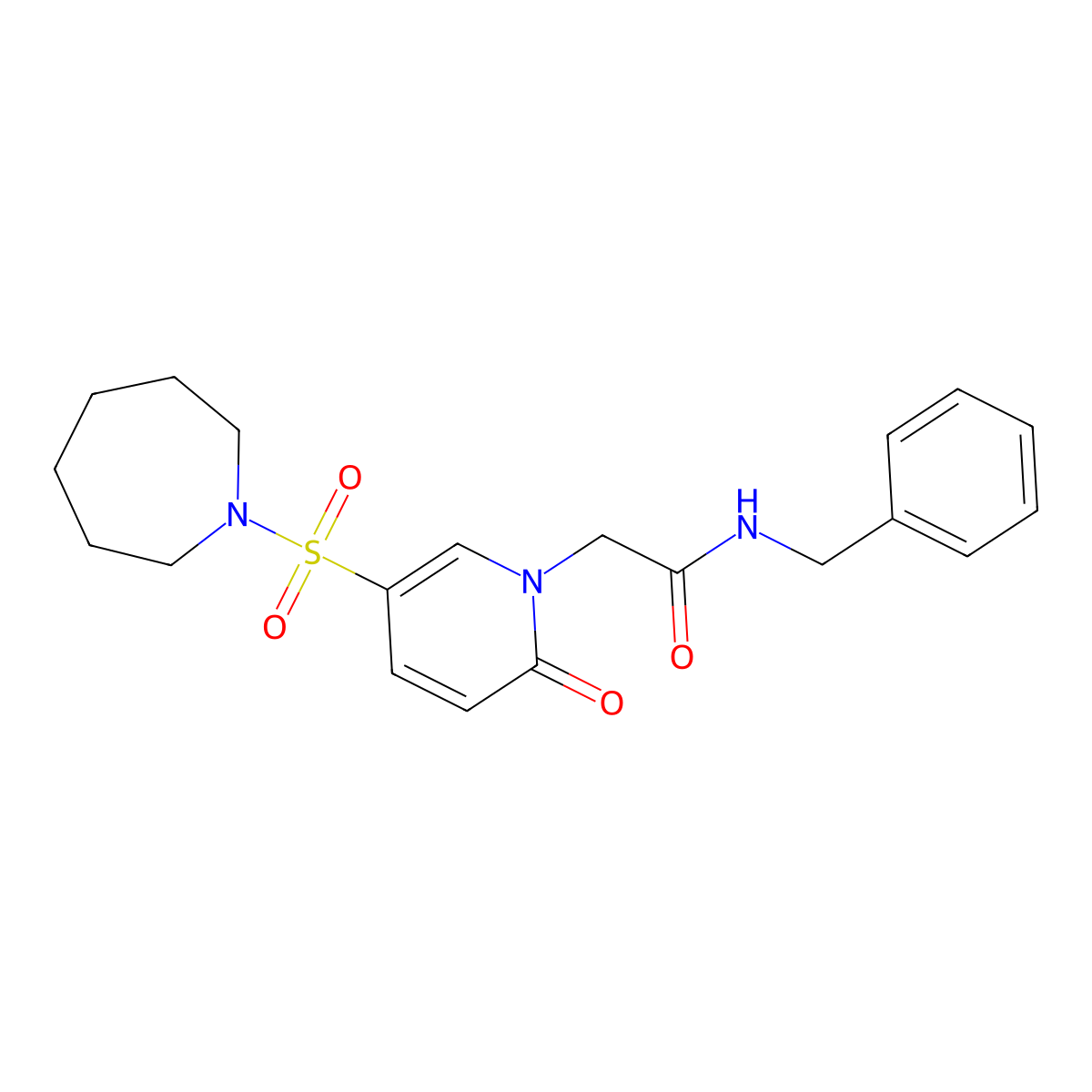 2-(5-(azepan-1-ylsulfonyl)-2-oxopyridin-1(2H)-yl)-N-benzylacetamide molecular structure, CAS 1251690-51-3