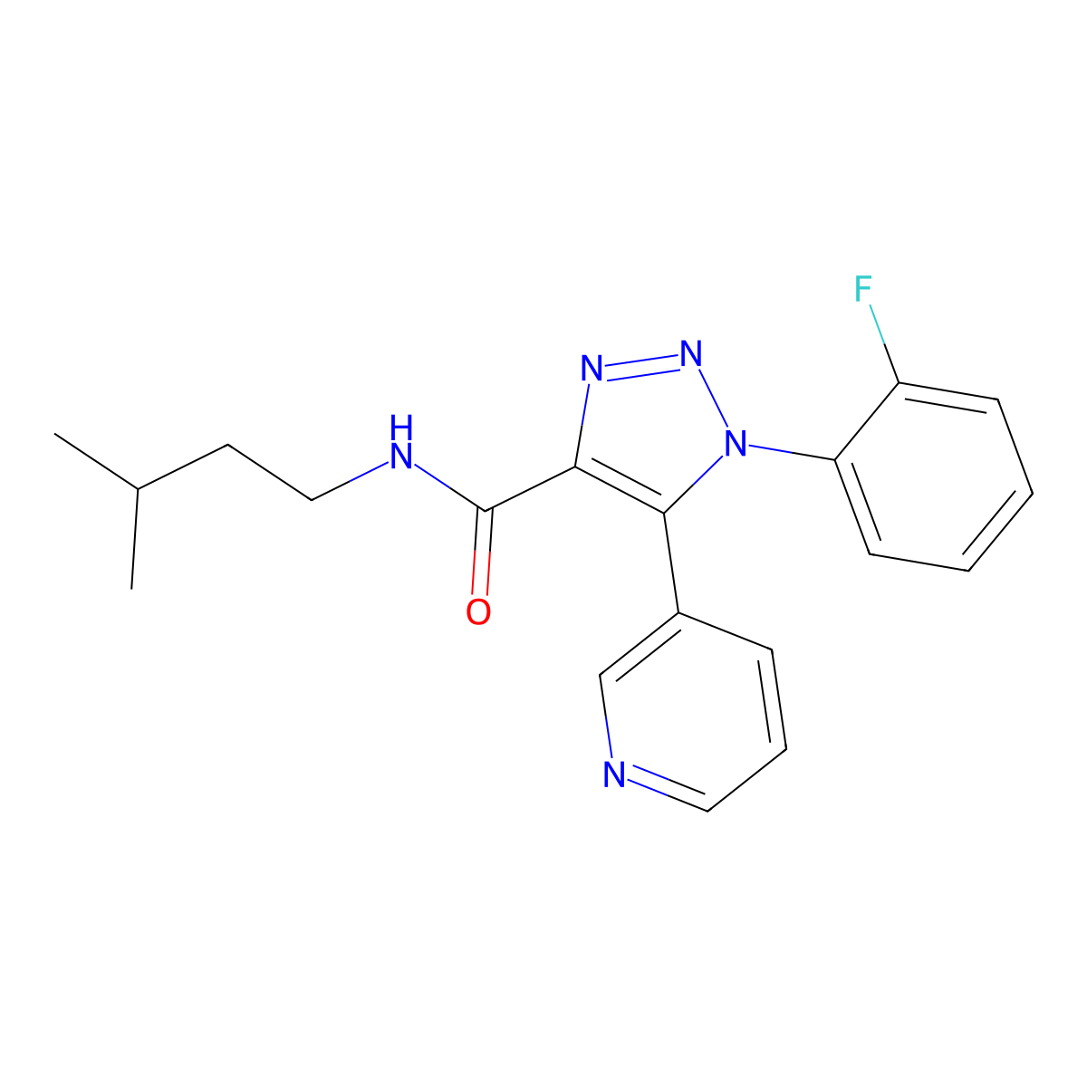 1-(2-fluorophenyl)-N-(3-methylbutyl)-5-(pyridin-3-yl)-1H-1,2,3-triazole-4-carboxamide molecular structure, CAS 1251690-52-4